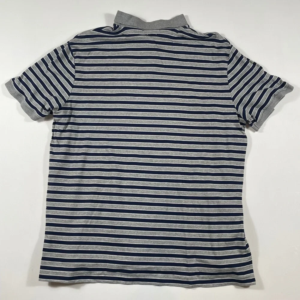 Polo Ralph Lauren Polo Shirt Mens XL Classic Fit Striped Navy Gray Cotton